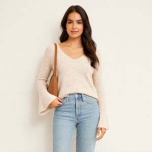 Witchery Wool Blend Oatmeal Bell Sleeve Sweater New Size XS